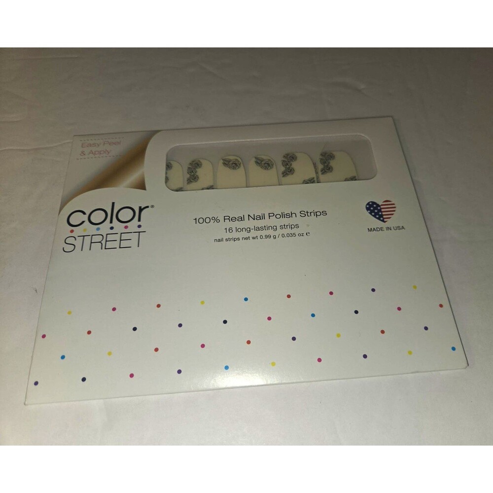 Color Street Press-On Nail Polish Strips White Black Glitter Rose Anything Rose